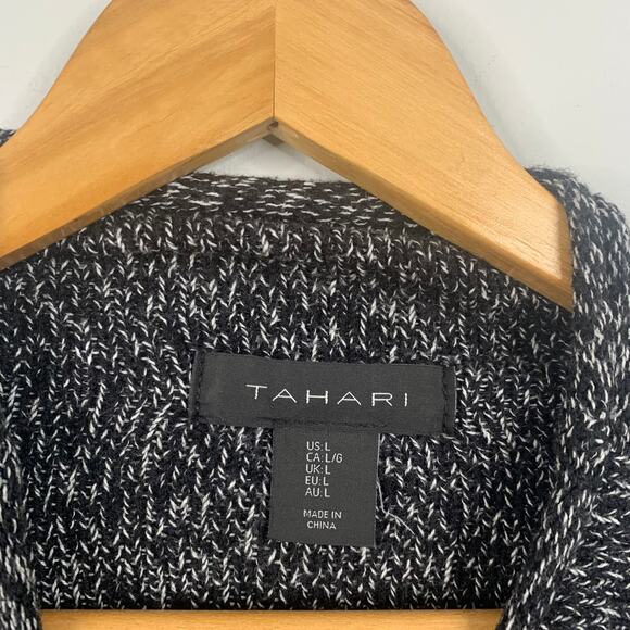 Tahari Black & Gray Knit Mockneck Sweater - Picture 3 of 6